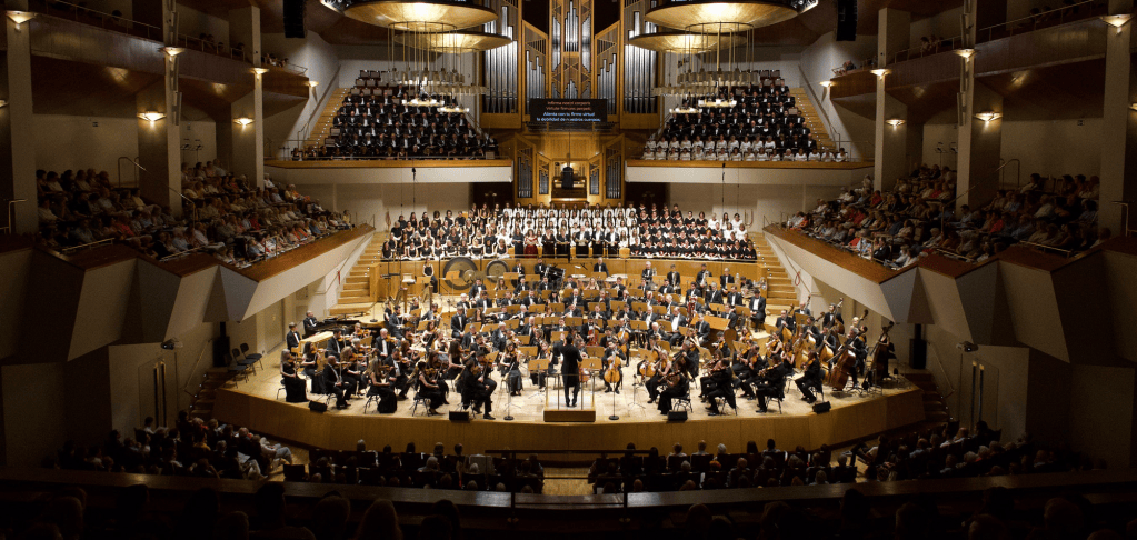 Orquesta y Coro Nacionales de España performing in the Sala Sinfónica of the Auditorio Nacional de Música in Madrid