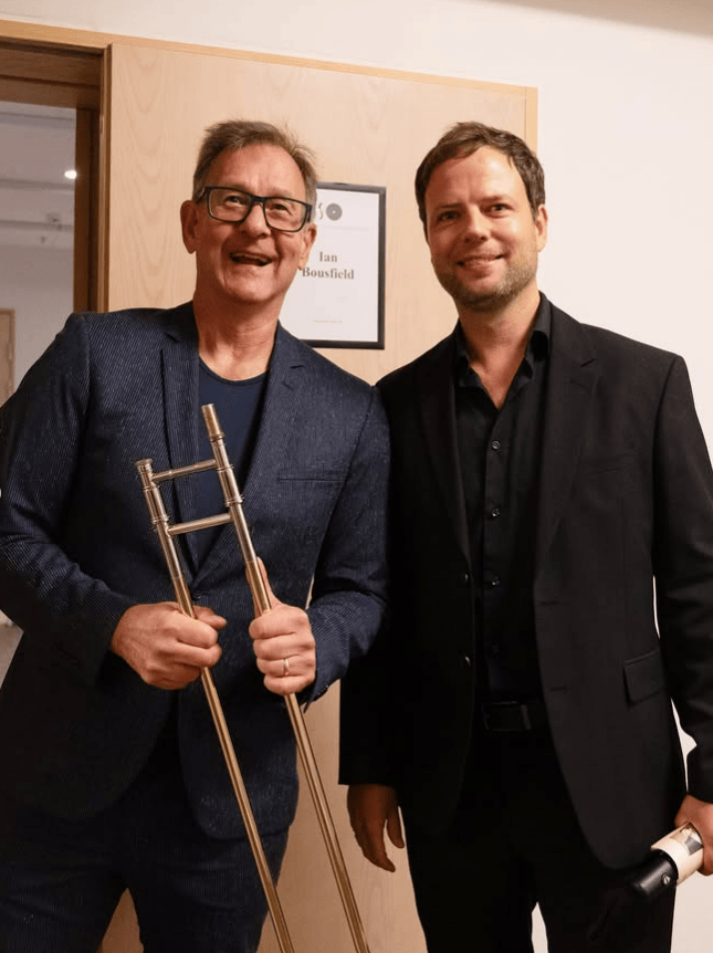 Ian Bousfield with composer Francisco Coll in Stavanger